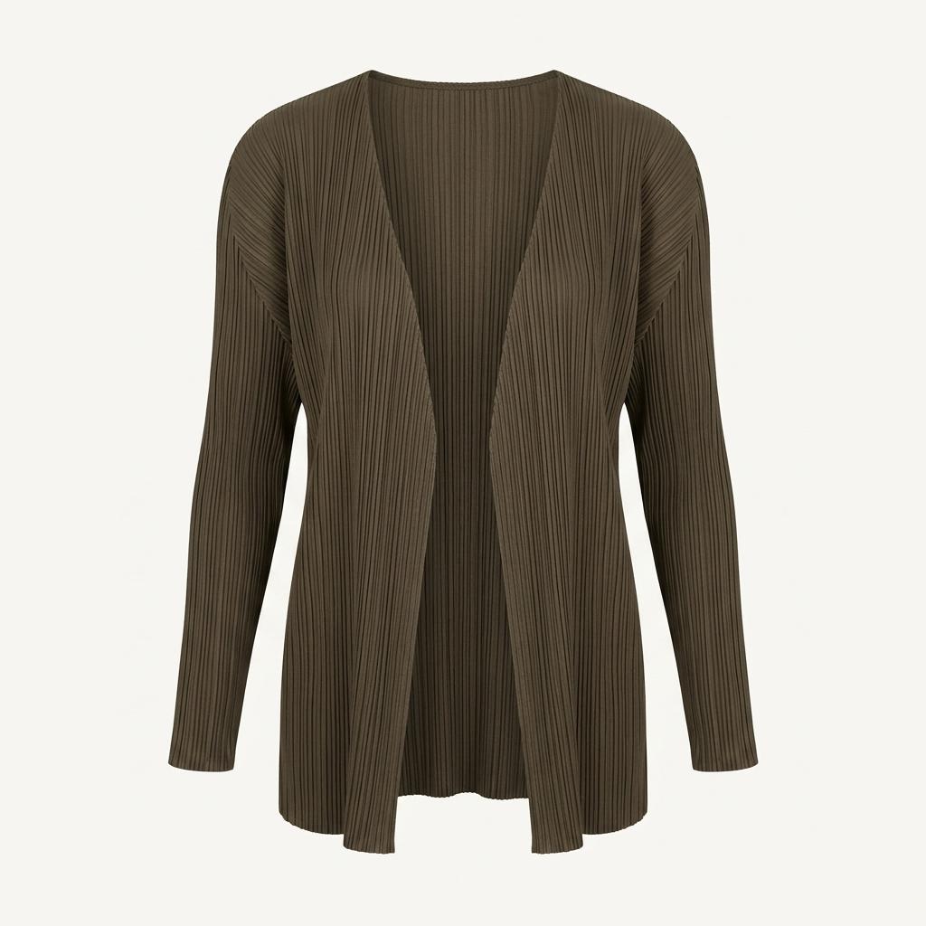 Pleats Please 플리츠플리즈 브라운 컬러 플리츠 오픈 가디건 1