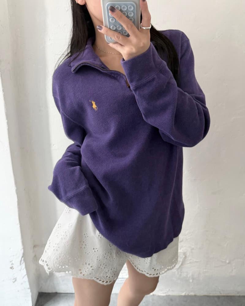 Polo 폴로 랄프로렌 신형 퍼플컬러 코튼 하프집업 3