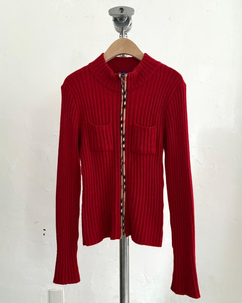 Burberry 버버리 블루라벨 레드 투포켓 니트 집업 8