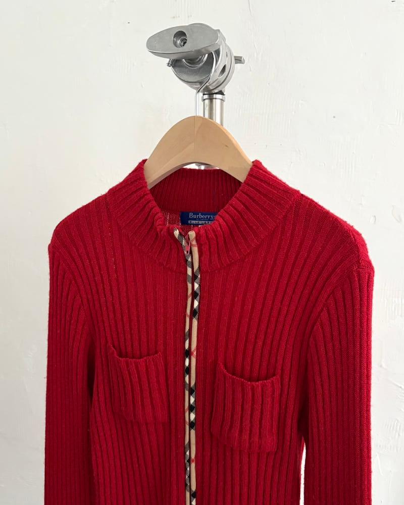 Burberry 버버리 블루라벨 레드 투포켓 니트 집업 9