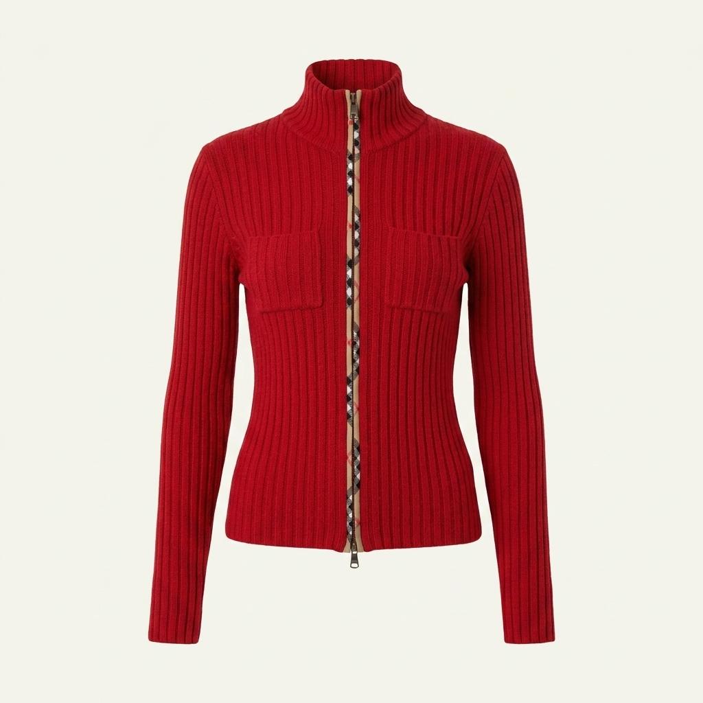 Burberry 버버리 블루라벨 레드 투포켓 니트 집업 1