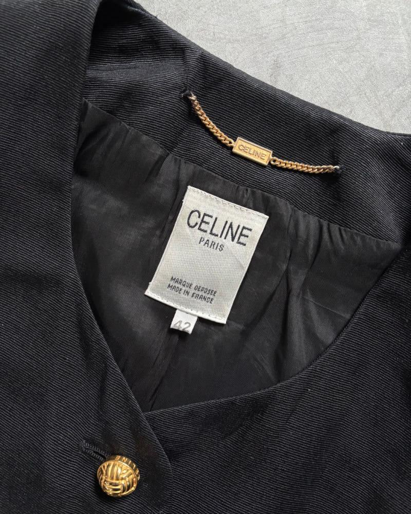 Celine 셀린느 블랙 컬러 골드 버튼 하프 블레이저 10