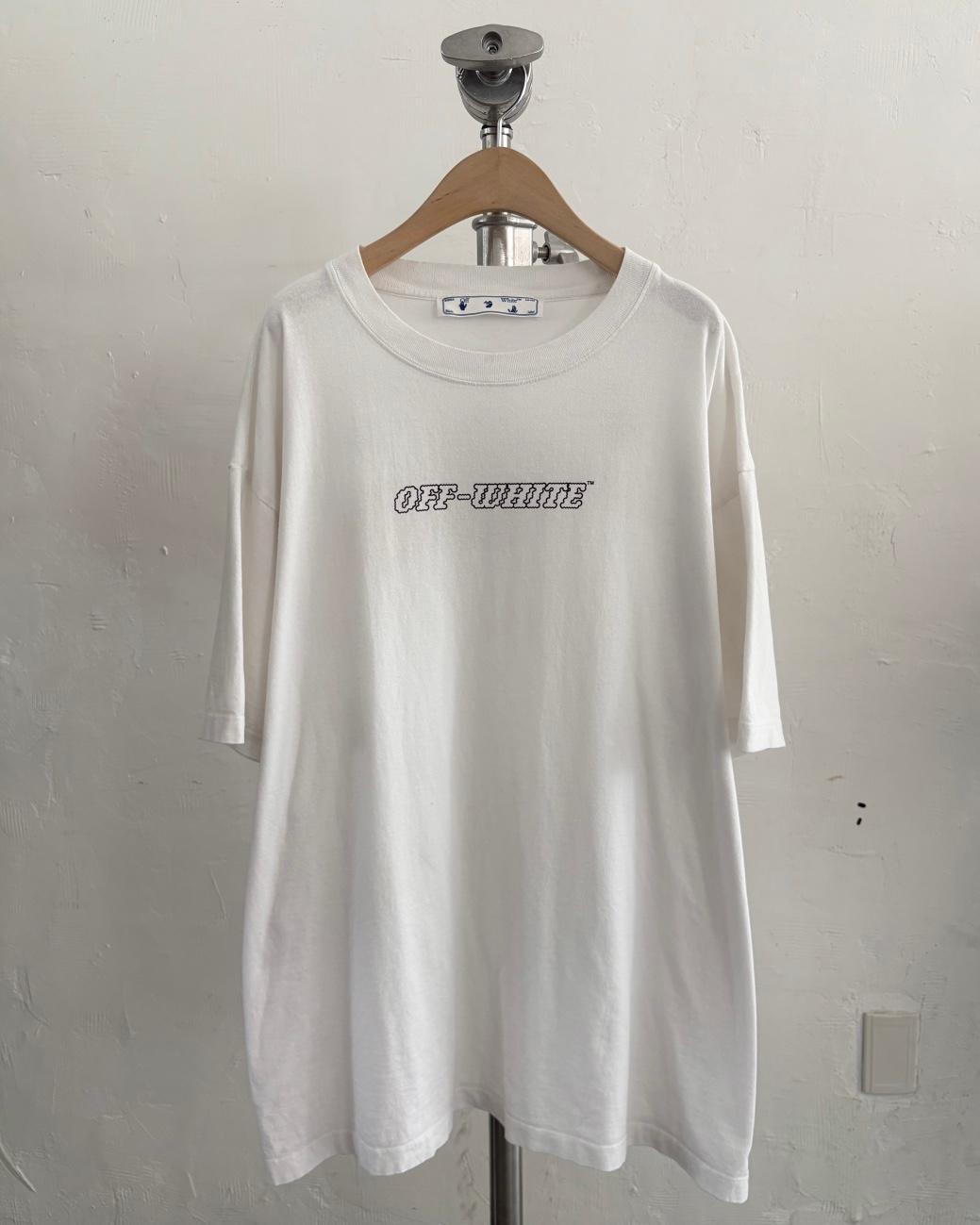 Off-White 오프화이트 화이트 파스칼 핸드 프린팅 오버 숏슬리브 티셔츠 2