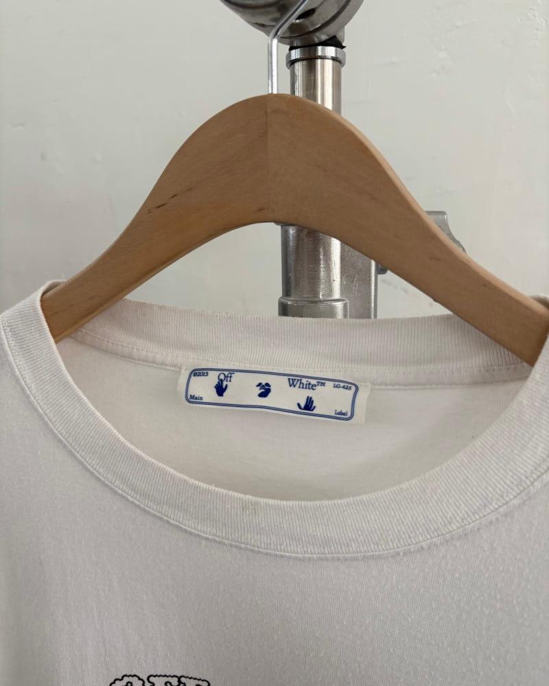 Off-White 오프화이트 화이트 파스칼 핸드 프린팅 오버 숏슬리브 티셔츠 5