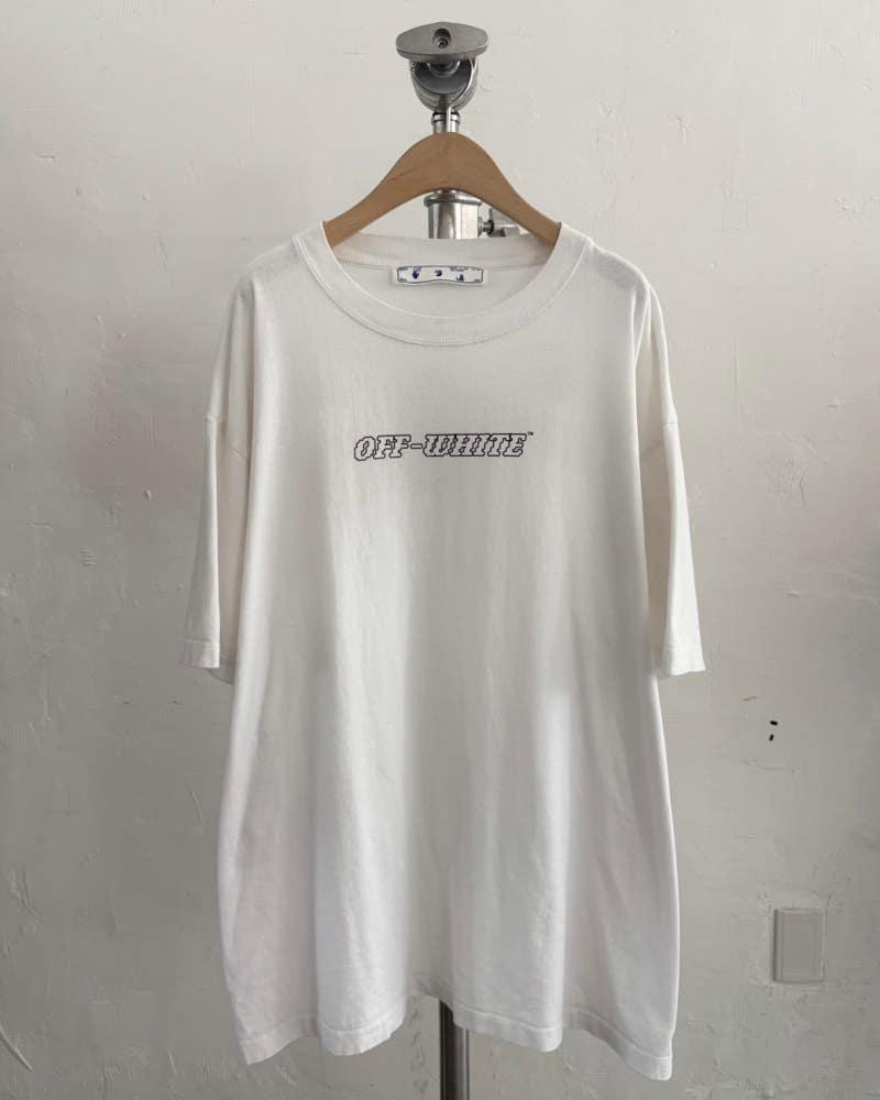 Off-White 오프화이트 화이트 파스칼 핸드 프린팅 오버 숏슬리브 티셔츠 3
