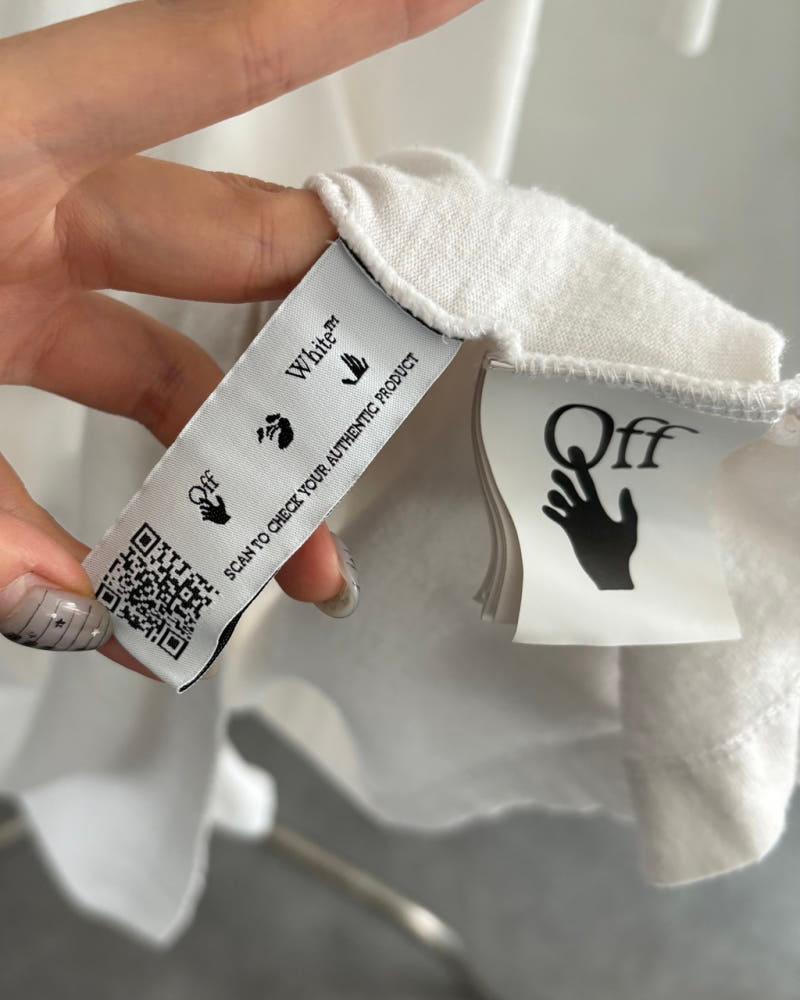 Off-White 오프화이트 화이트 파스칼 핸드 프린팅 오버 숏슬리브 티셔츠 7