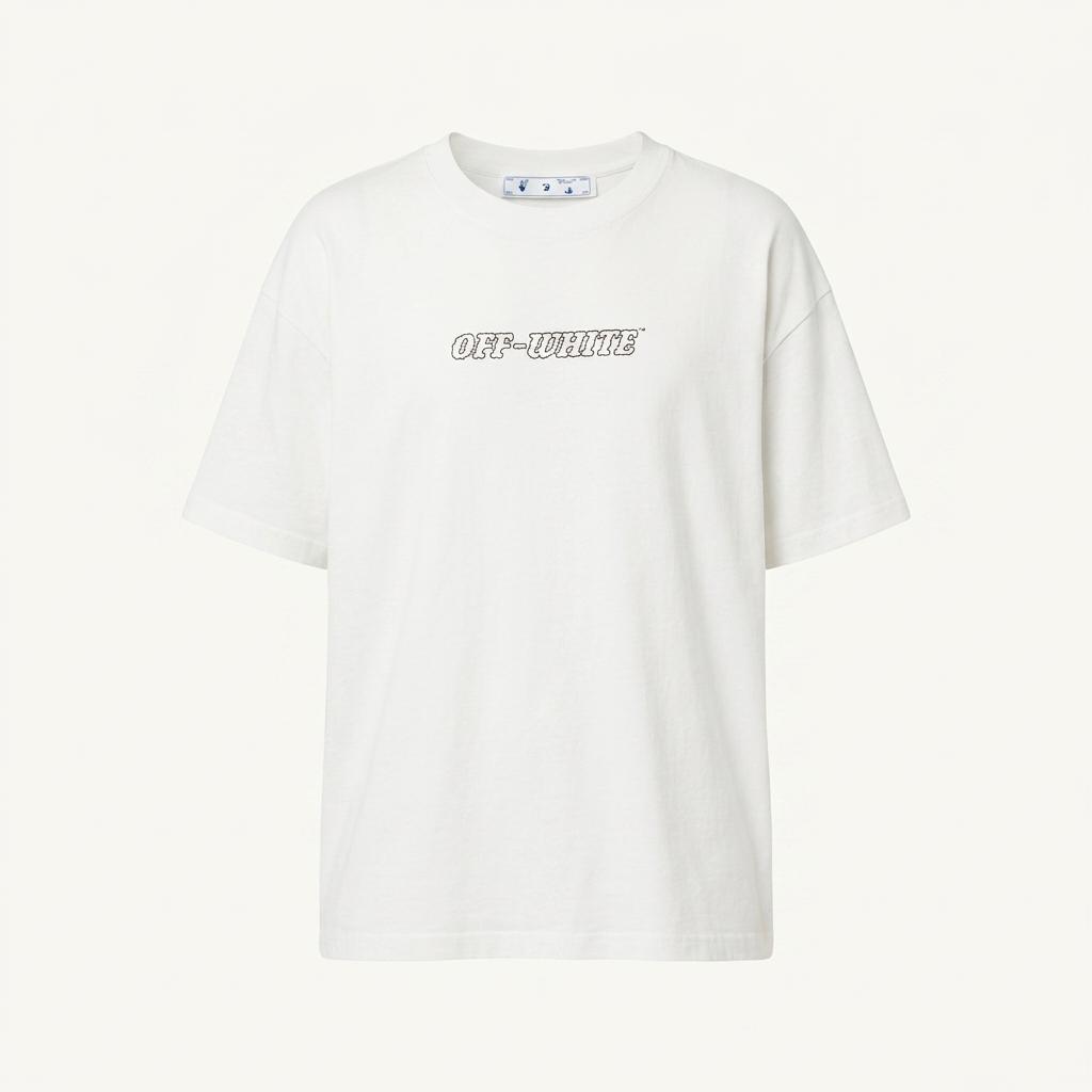 Off-White 오프화이트 화이트 파스칼 핸드 프린팅 오버 숏슬리브 티셔츠 1