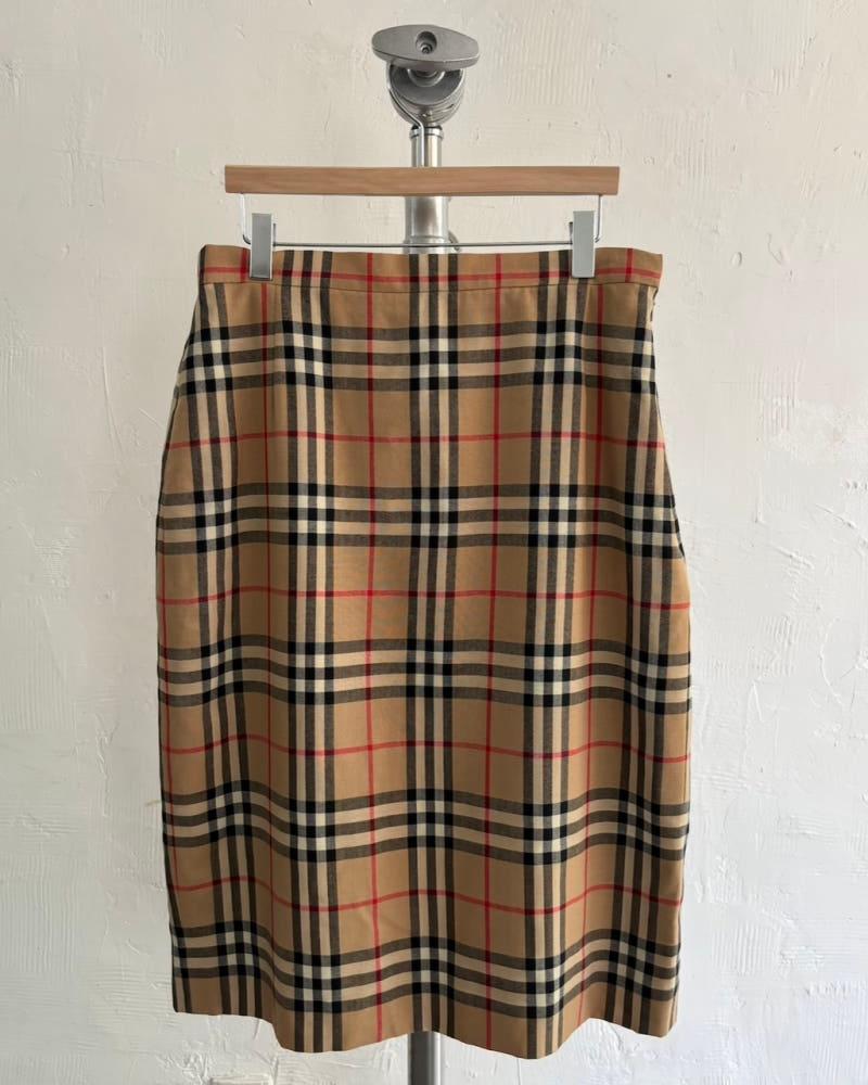 Burberry 버버리 베이지 노바체크 울 미디 스커트 4