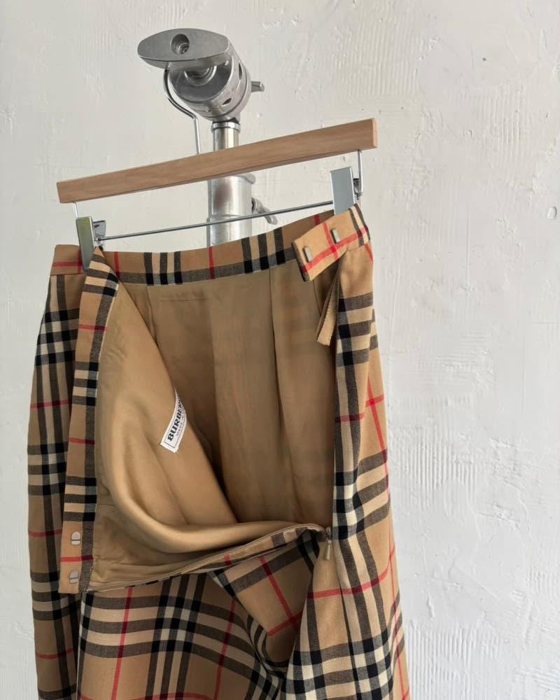 Burberry 버버리 베이지 노바체크 울 미디 스커트 5