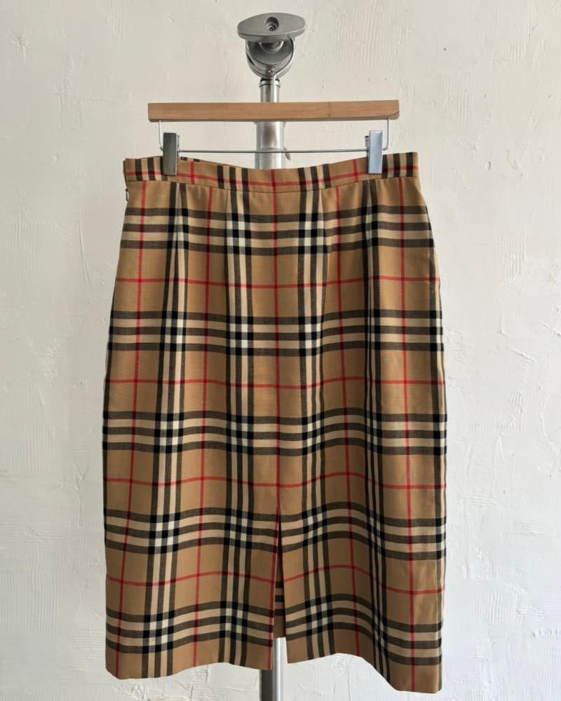 Burberry 버버리 베이지 노바체크 울 미디 스커트 3