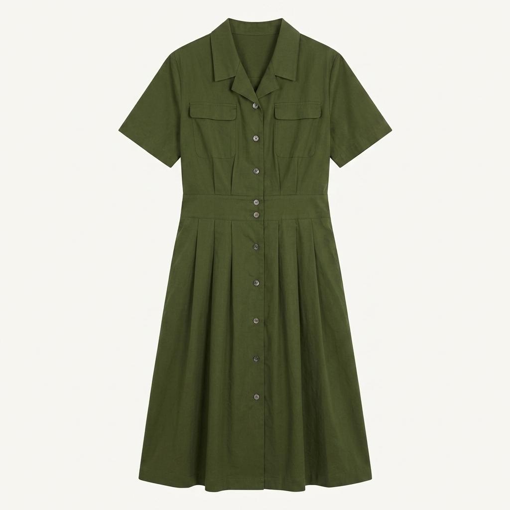 Burberry 버버리 카키컬러 코튼 오픈 셔츠 원피스 1