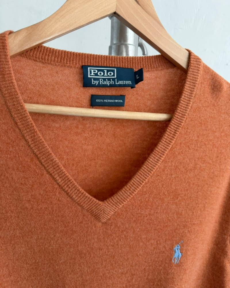 Polo 폴로 랄프로렌 살구오렌지컬러 울 브이넥 니트 7
