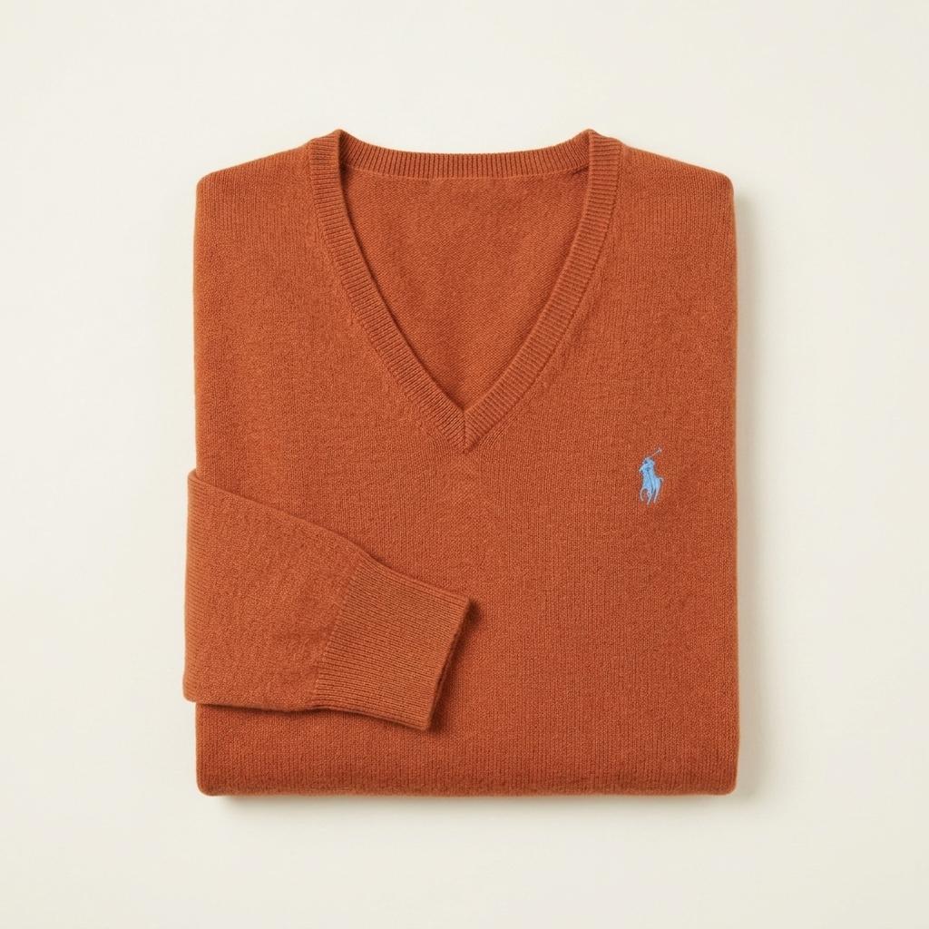Polo 폴로 랄프로렌 살구오렌지컬러 울 브이넥 니트 1