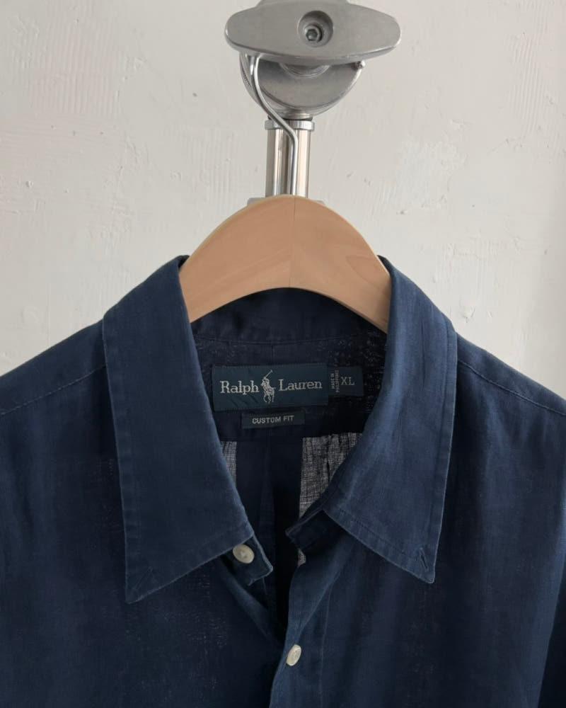 Polo 폴로 랄프로렌 린넨 네이비 반팔 셔츠 4