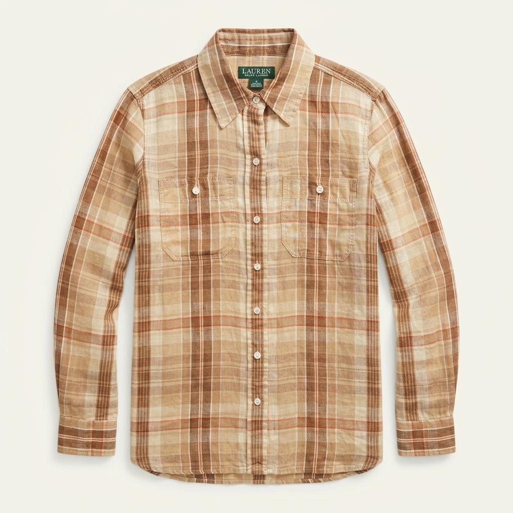 Ralph Lauren 랄프로렌 베이지 린넨 체크 셔츠 1