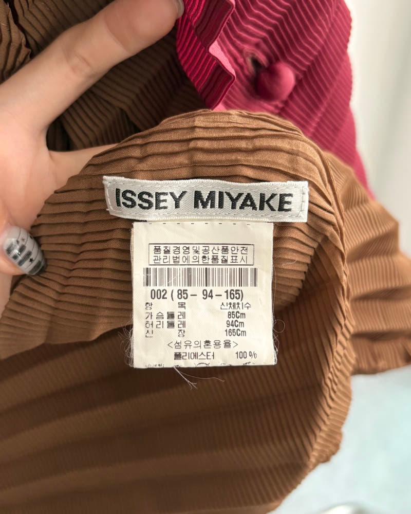 Issey Miyake 이세이미야케 레드 브라운 플리츠 더블 레이어드 가디건 11
