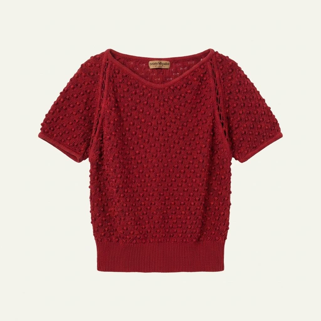 Issey Miyake 이세이미야케 90‘s 레드 펀칭 반팔 니트 1