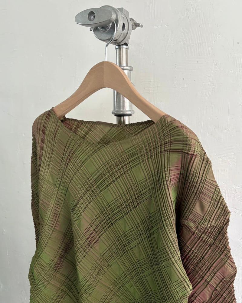 Issey Miyake 이세이미야케 그린 보트넥 플리츠 티셔츠 4