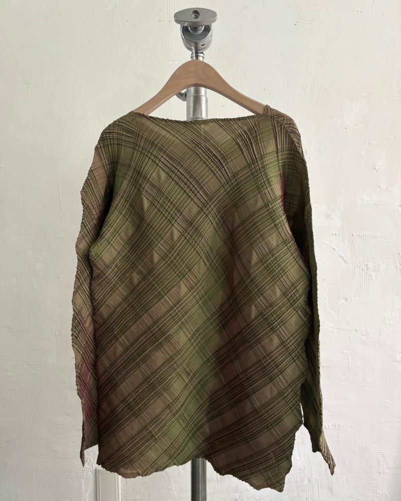 Issey Miyake 이세이미야케 그린 보트넥 플리츠 티셔츠 6