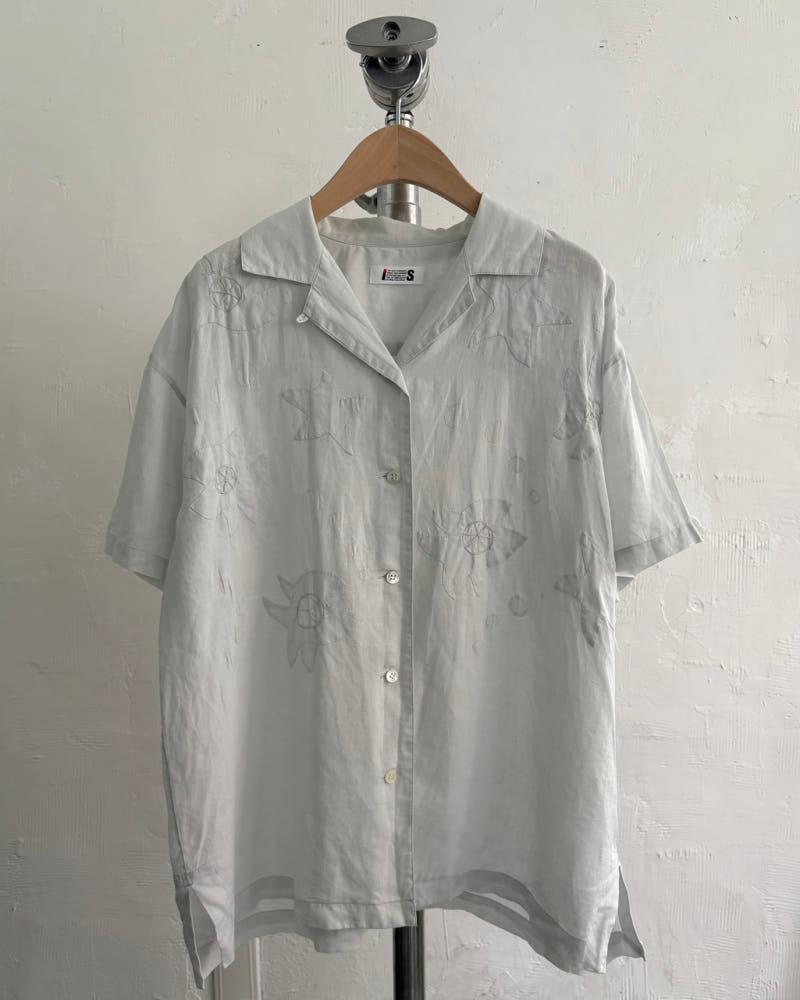 Issey Miyake I.S. 90's 린넨 자수 블라우스 셔츠 5