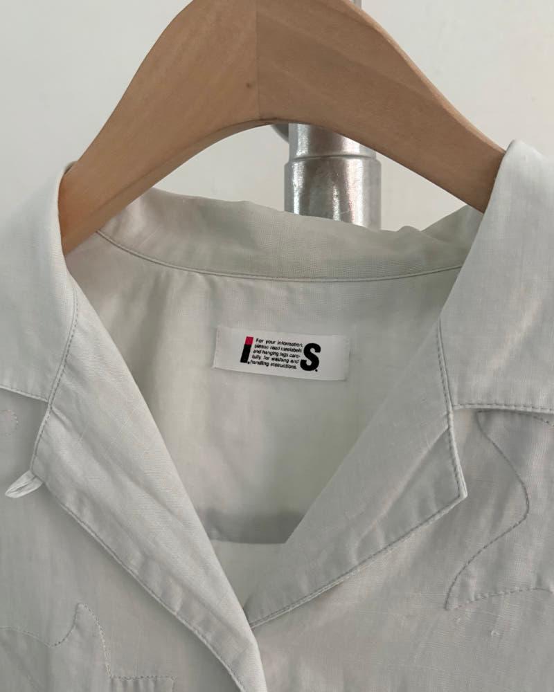 Issey Miyake I.S. 90's 린넨 자수 블라우스 셔츠 7
