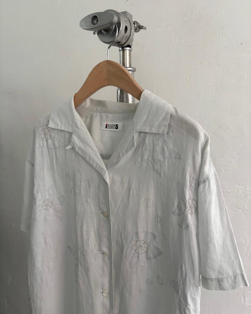 Issey Miyake I.S. 90's 린넨 자수 블라우스 셔츠 6