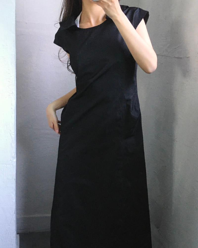 Yohji Yamamoto 요지야마모토 블랙 카라 슬리브리스 롱 원피스 3