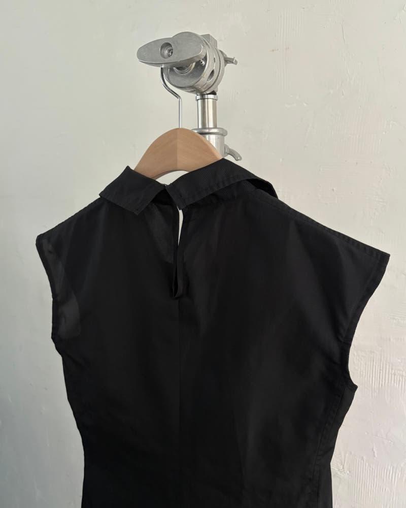 Yohji Yamamoto 요지야마모토 블랙 카라 슬리브리스 롱 원피스 9