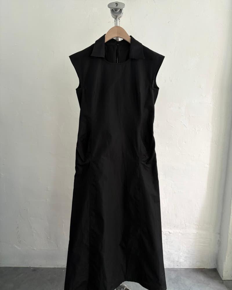 Yohji Yamamoto 요지야마모토 블랙 카라 슬리브리스 롱 원피스 6