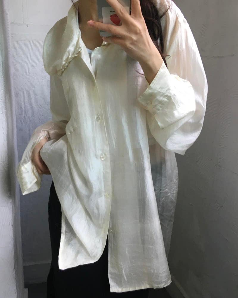 Comme des Garçons 꼼데가르송 90‘s 아이보리 실크 오버 셔츠 3