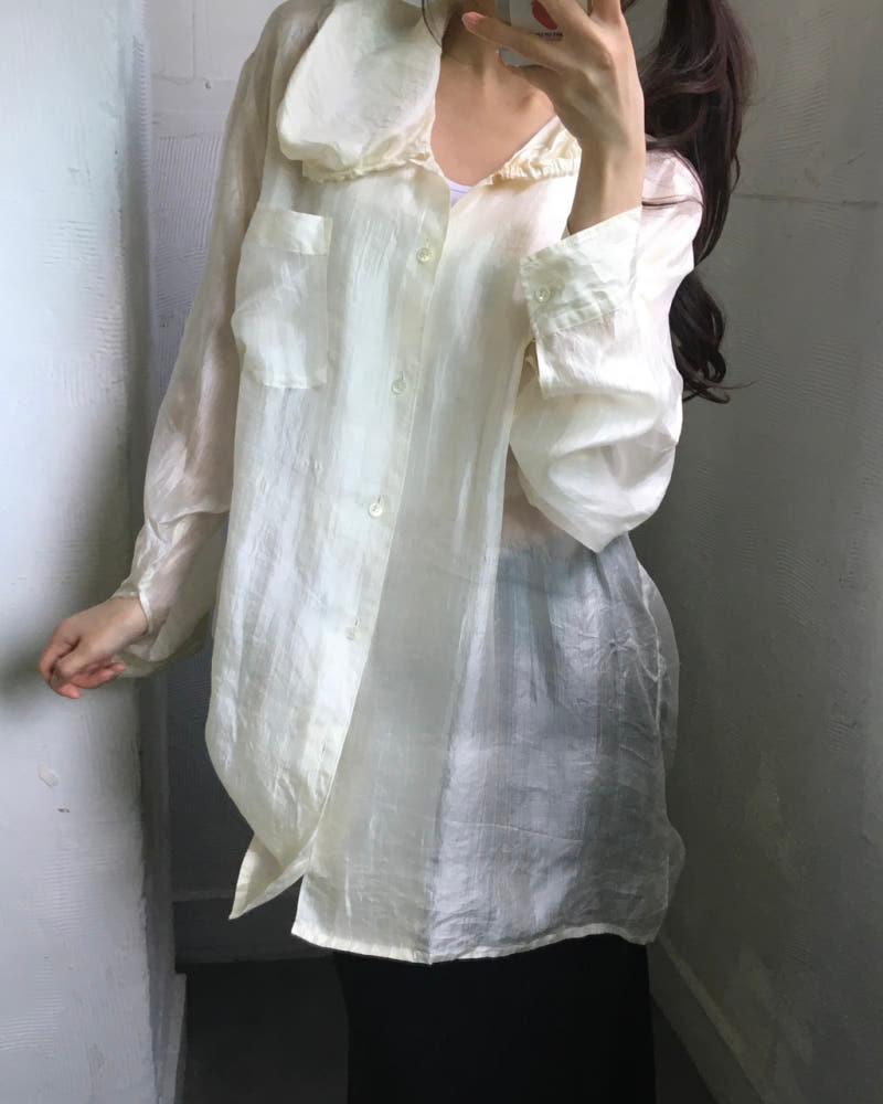 Comme des Garçons 꼼데가르송 90‘s 아이보리 실크 오버 셔츠 4