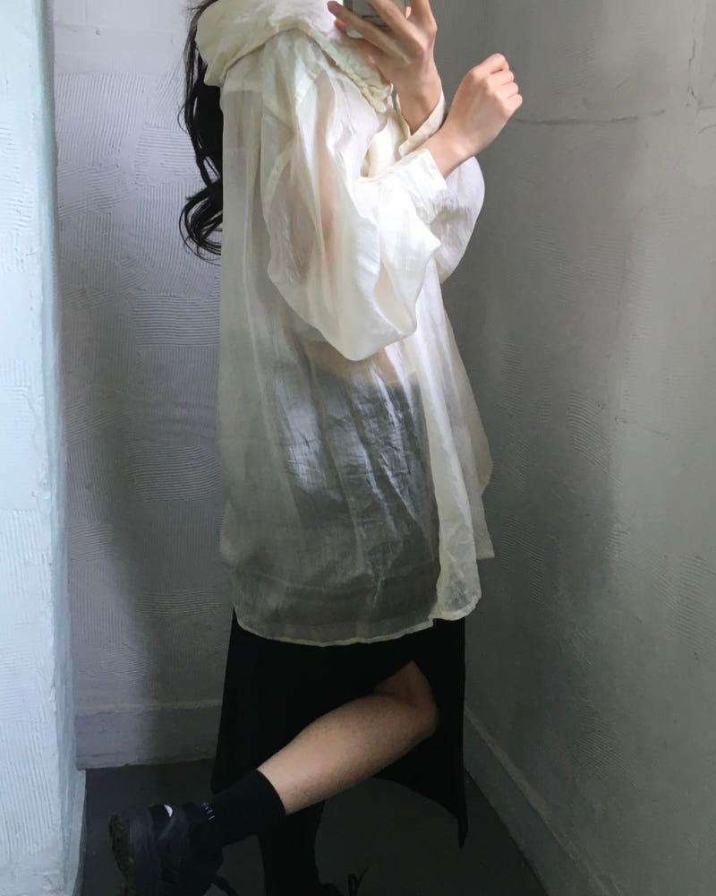 Comme des Garçons 꼼데가르송 90‘s 아이보리 실크 오버 셔츠 5