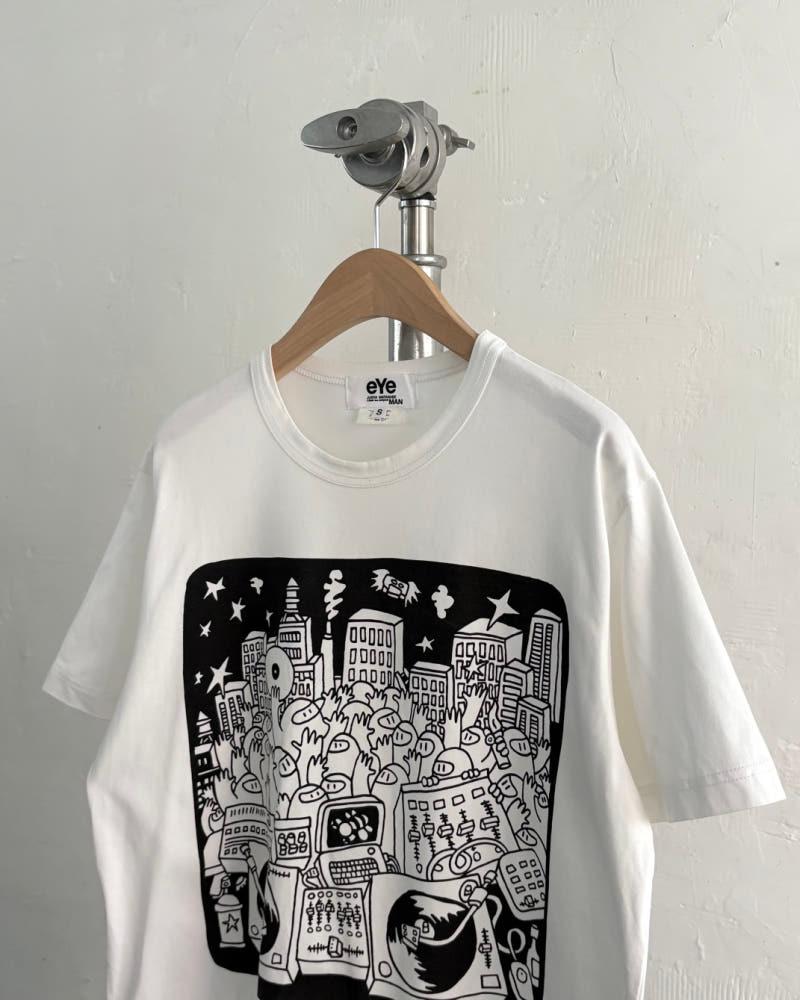 Junya Watanabe Man 준야 와타나베 맨 화이트 컬러 프린팅 티셔츠 4