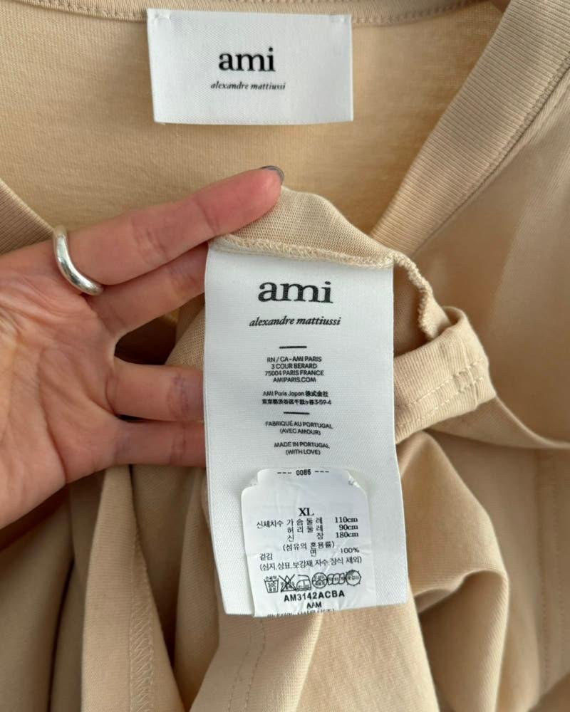 Ami 아미 하트로고 베이지컬러 오버사이즈 티셔츠 8