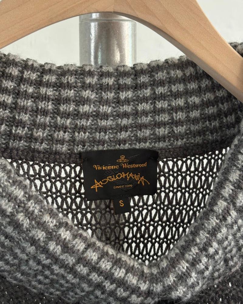 Vivienne Westwood 비비안웨스트우드 차콜 리본 언밸런스 네트 니트 5