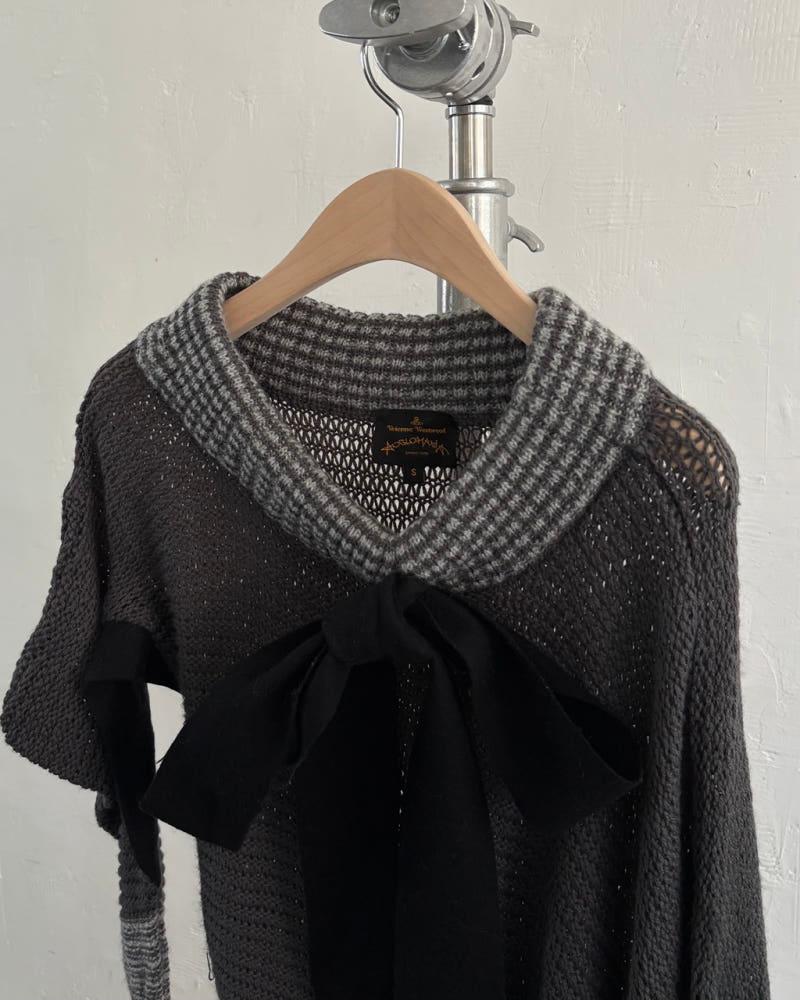 Vivienne Westwood 비비안웨스트우드 차콜 리본 언밸런스 네트 니트 4