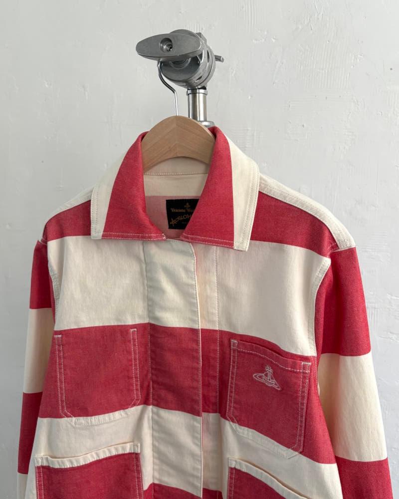 Vivienne Westwood 비비안웨스트우드 앵글로매니아 레드 컬러 스트라이프 자켓 4