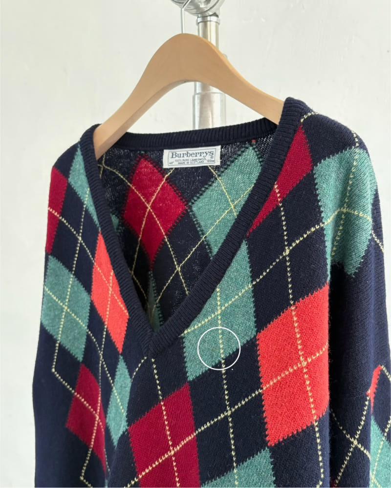 Burberry 버버리 아가일 패턴 퓨어 램스울 니트 7