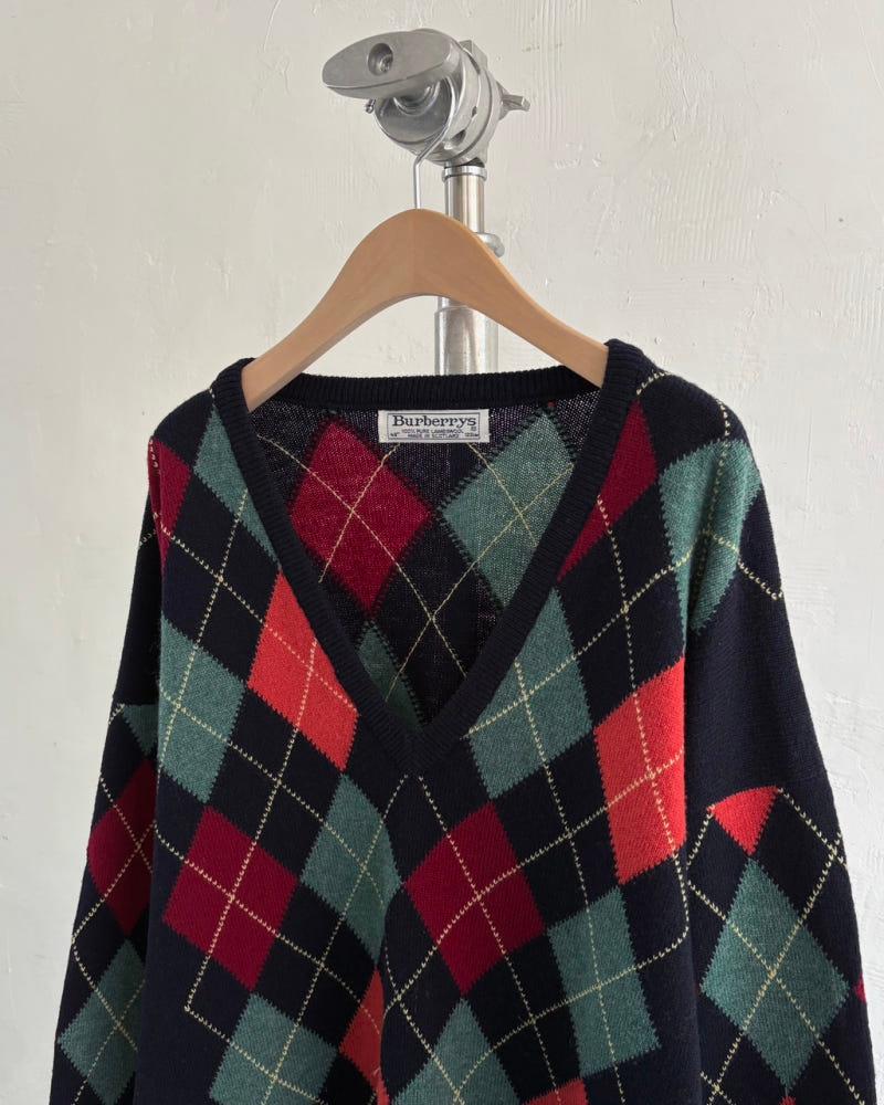 Burberry 버버리 아가일 패턴 퓨어 램스울 니트 4