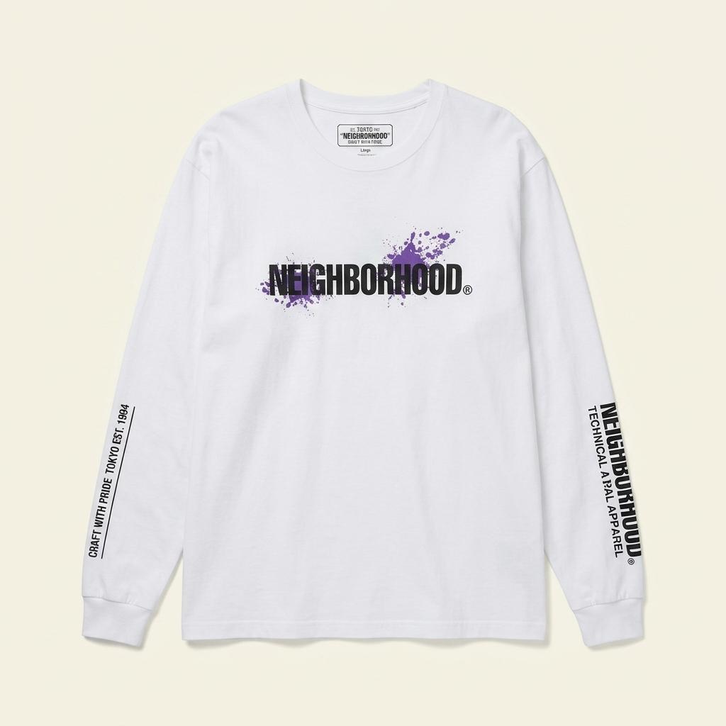 NEIGHBORHOOD® 네이버후드 화이트 로고 롱슬리브 1