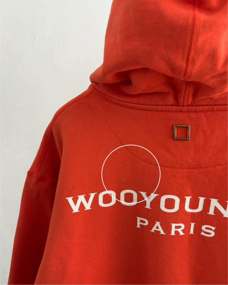 Wooyoungmi 우영미 오렌지 컬러 백 로고 후드티 11