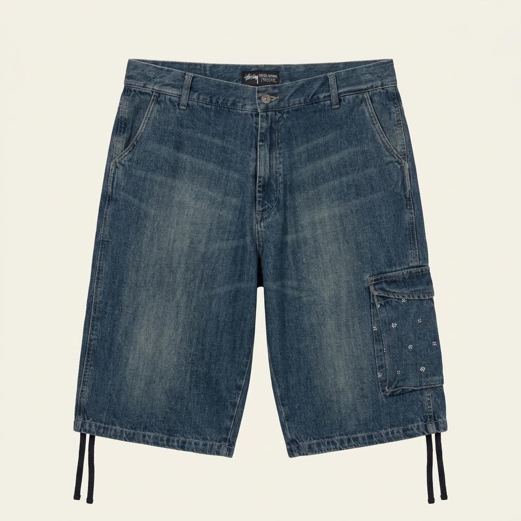 Stussy 스투시 00‘s 로고 데님 카고 숏츠 1
