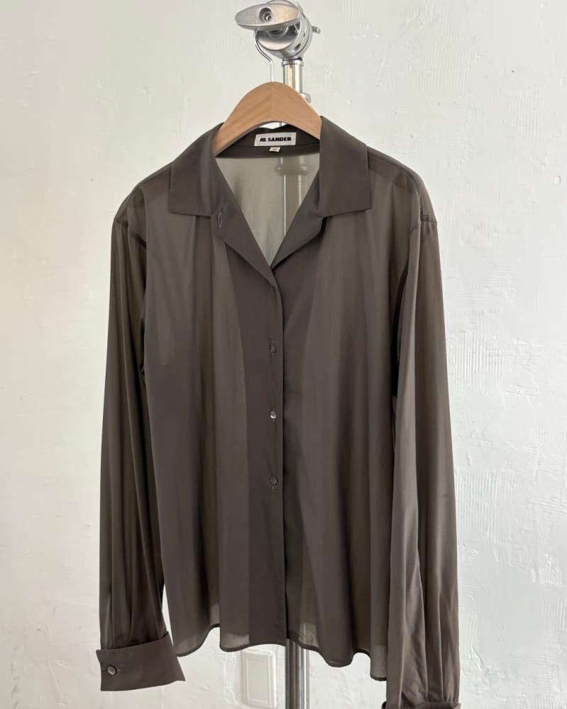 Jil Sander 질샌더 카키 실크 셔츠 4
