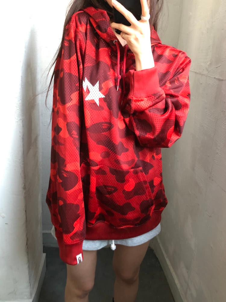Bape 베이프 레드 카모 메쉬 후드티 3