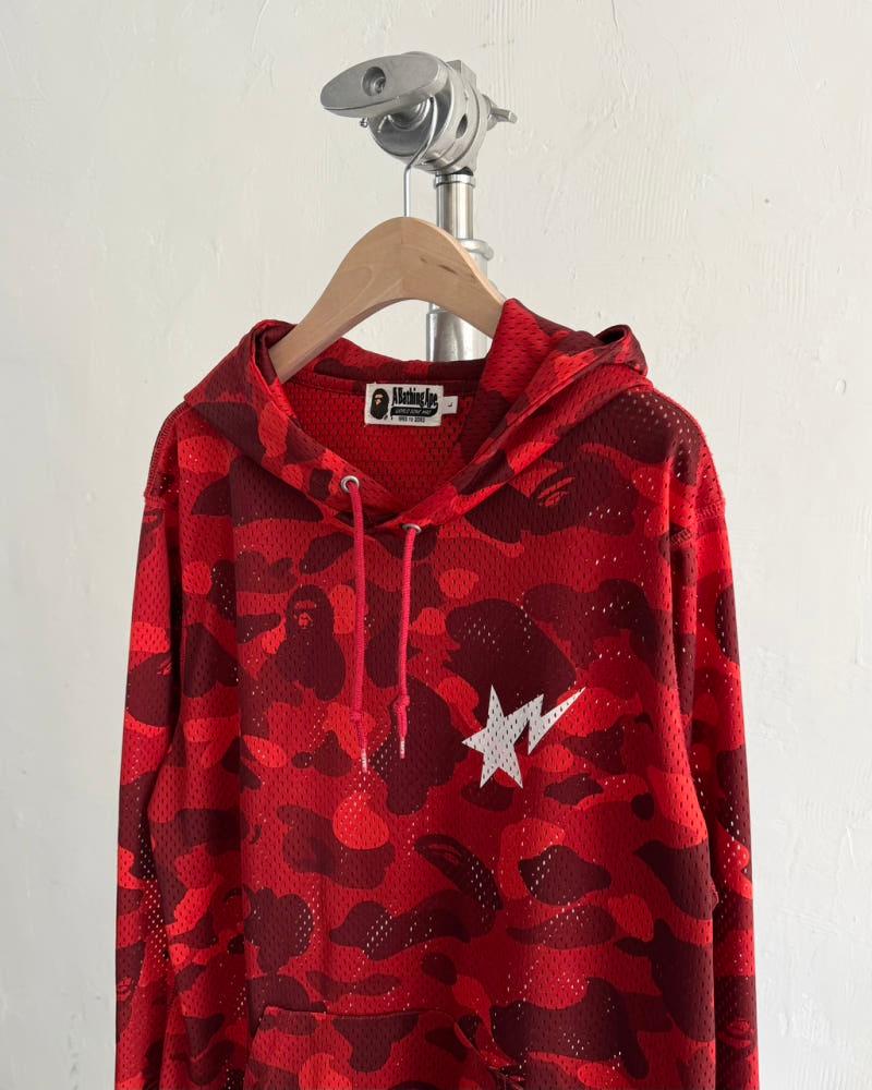 Bape 베이프 레드 카모 메쉬 후드티 7