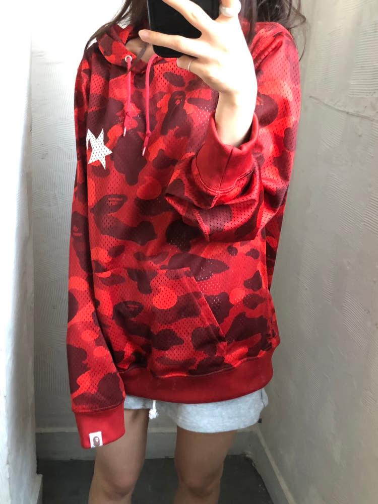 Bape 베이프 레드 카모 메쉬 후드티 4