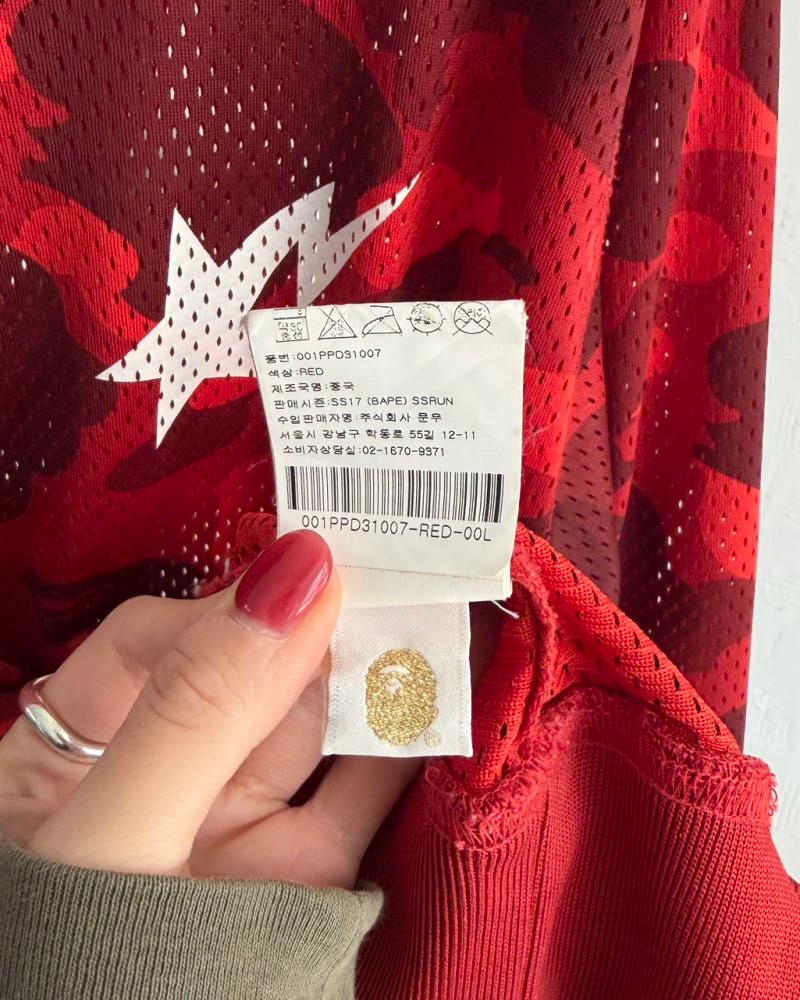 Bape 베이프 레드 카모 메쉬 후드티 11