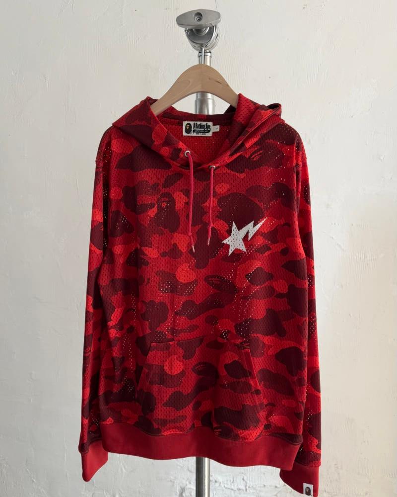 Bape 베이프 레드 카모 메쉬 후드티 6