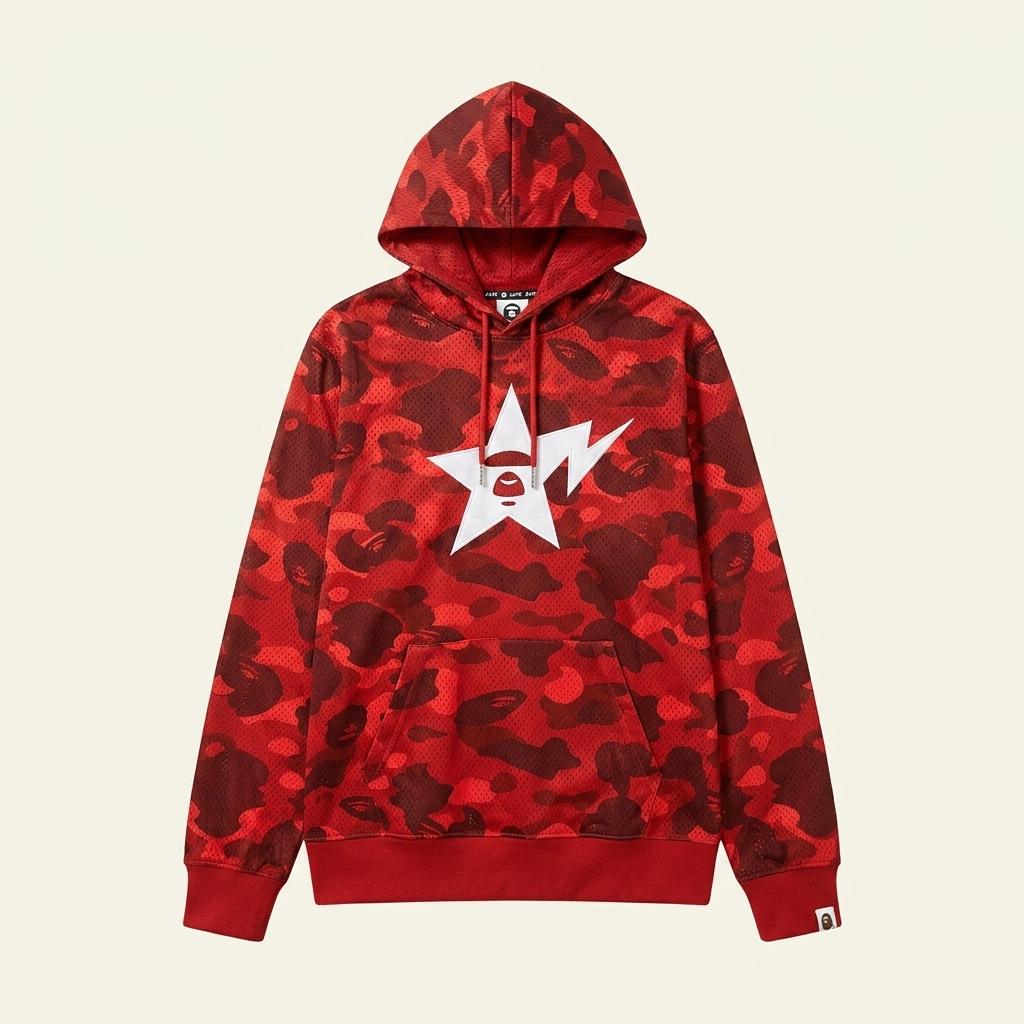 Bape 베이프 레드 카모 메쉬 후드티 1