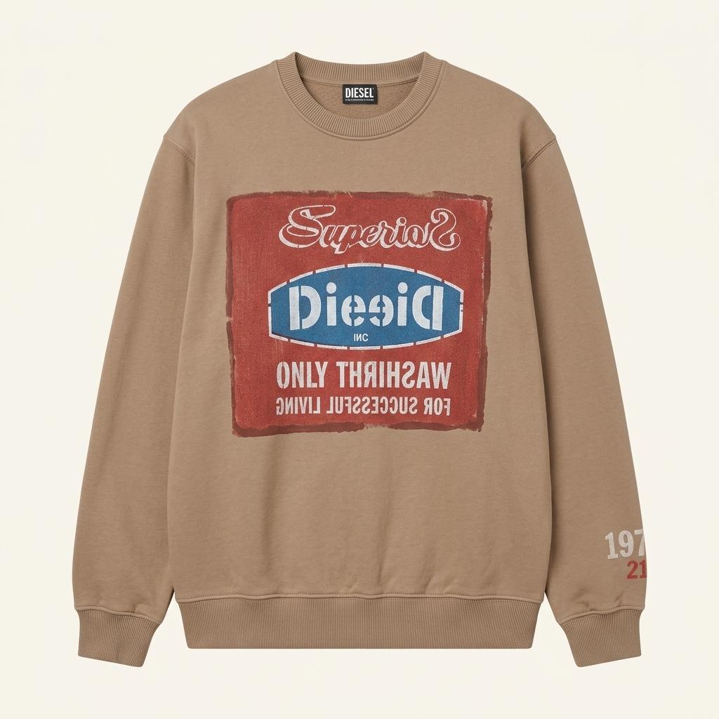 Diesel 디젤 브라운 그래픽 맨투맨 1